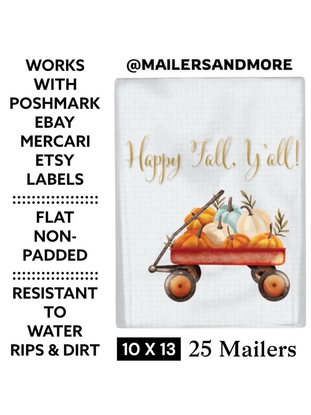 25 10X13 Poly Mailers Happy Fall Y’all!, Shipping Envelopes PRICE IS FIRM - Picture 2 of 8